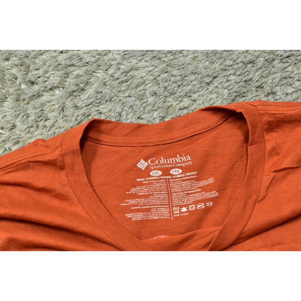 Columbia Men's 2XL Orange Cotton T-Shirt Crew Neck Short Sleeve Solid - Picture 8 of 8